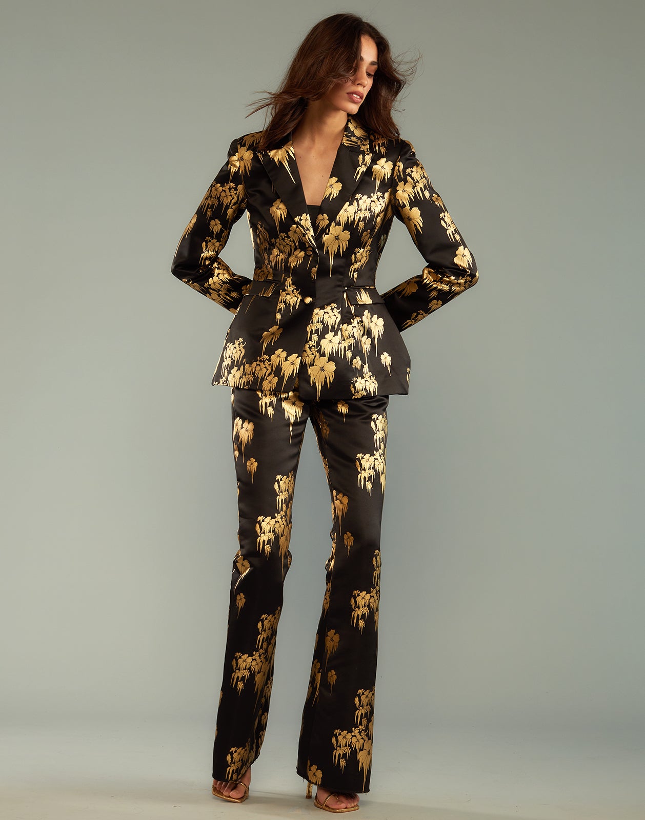 W Golden Embroidered Slim Pants